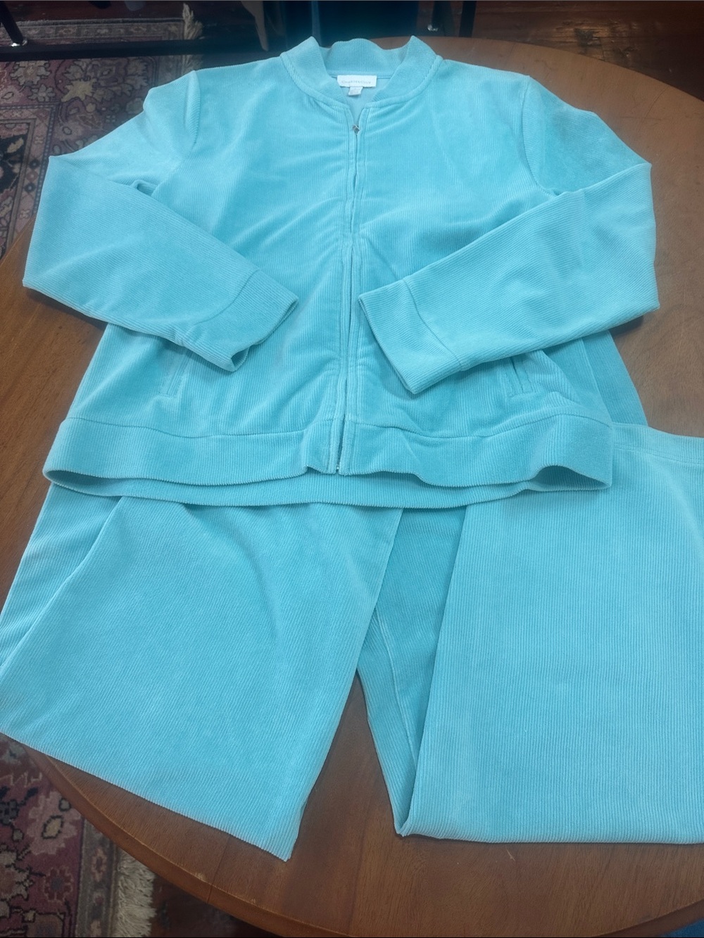 Charter Club Turquoise Zip-Front Jumpsuit